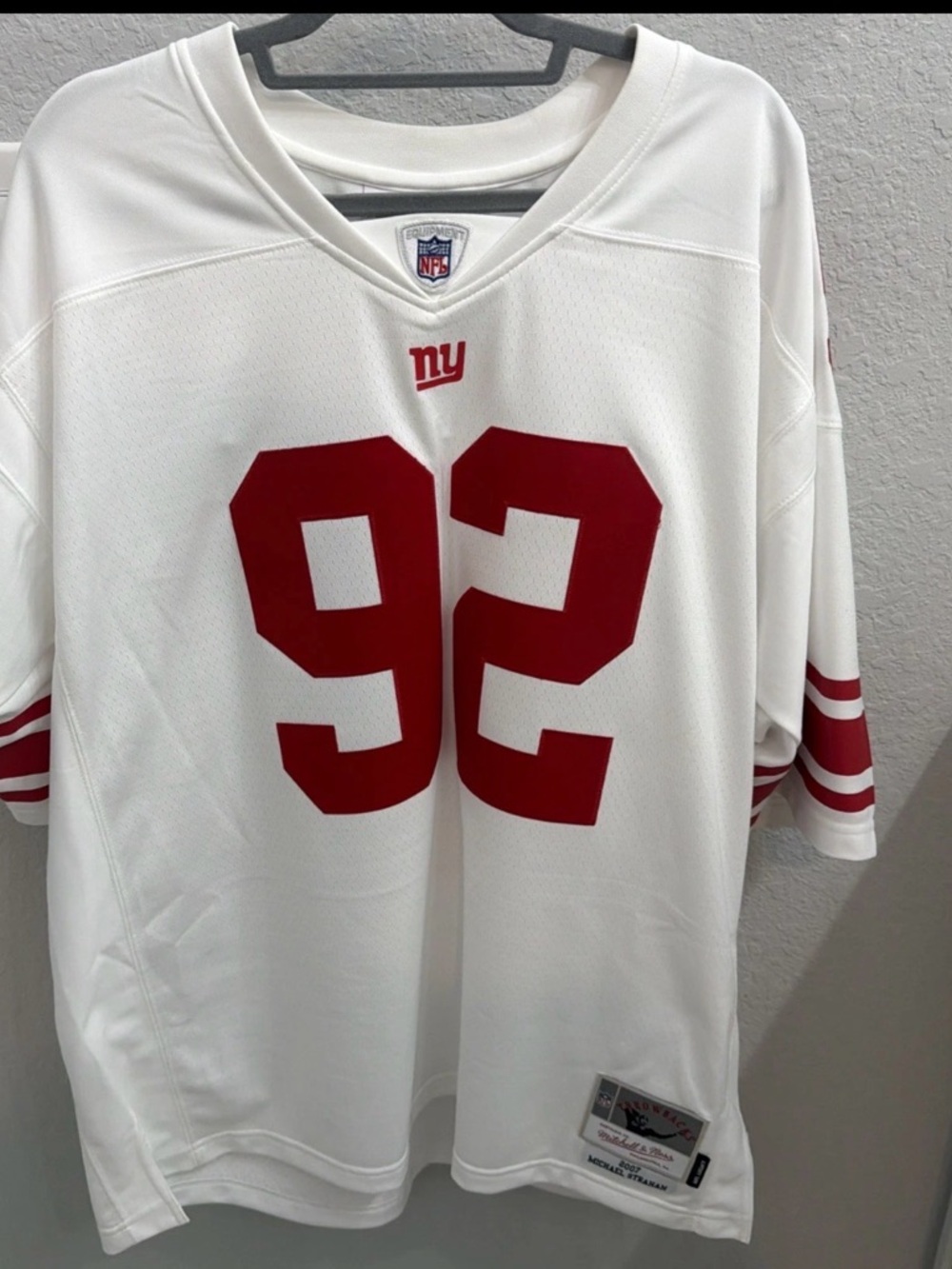 Mitchell & Ness White Throwbacks Michael Strahan 2007 Football Jersey